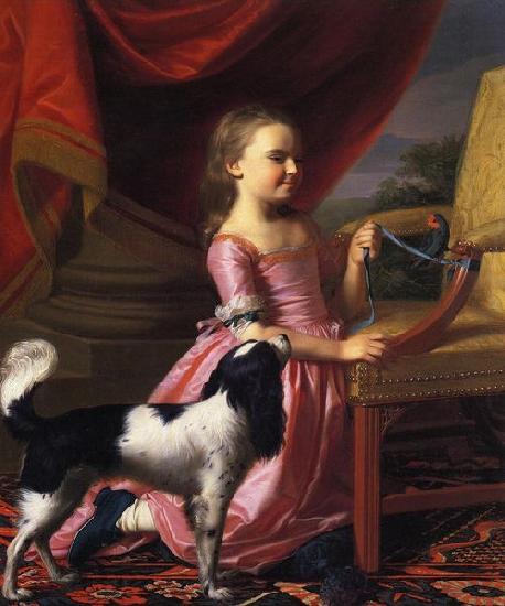 John Singleton Copley Young lady with a Bird and dog France oil painting art